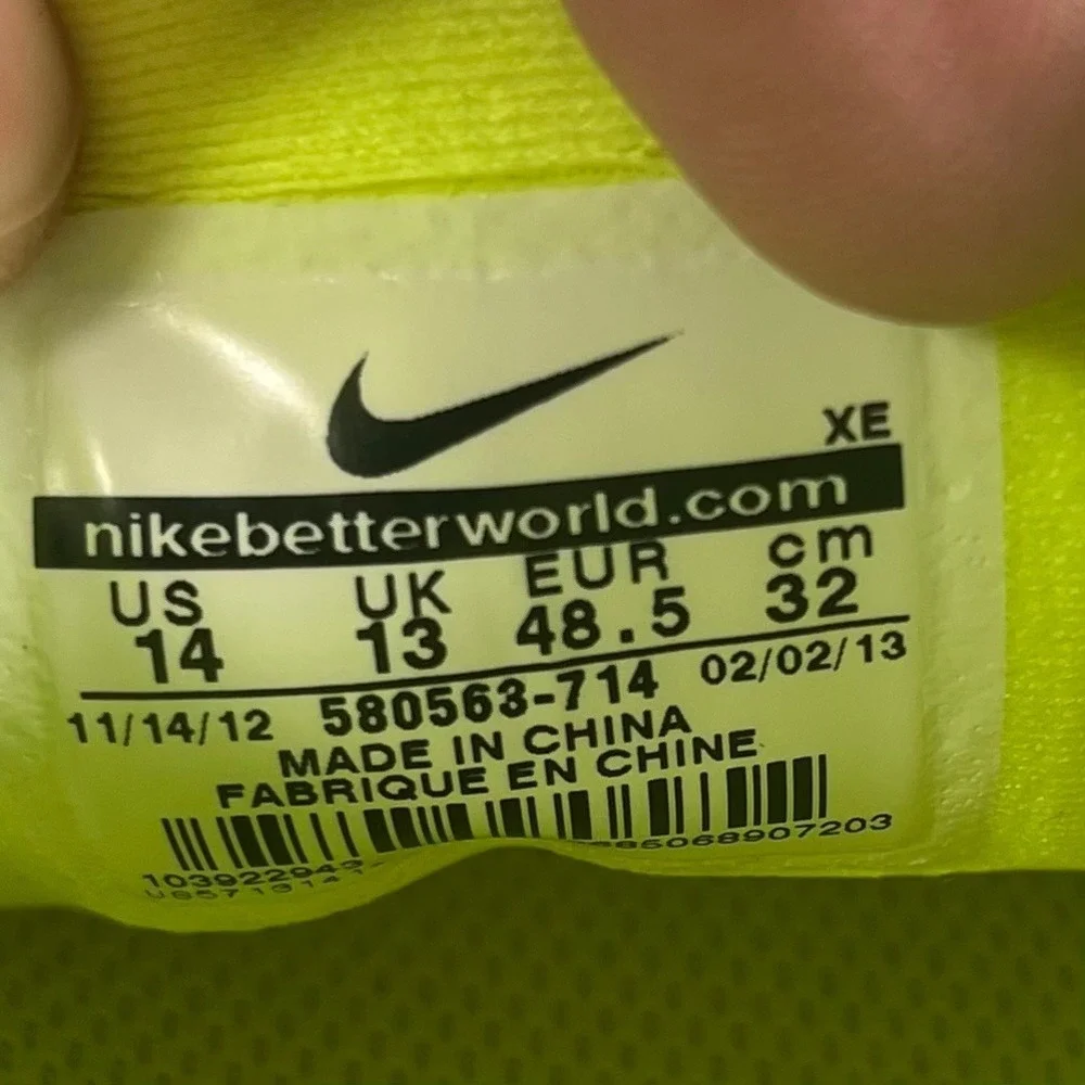 Nike Zoom Vomero 8 Men's‎ Running Shoes Neon Yellow Blue Size 14